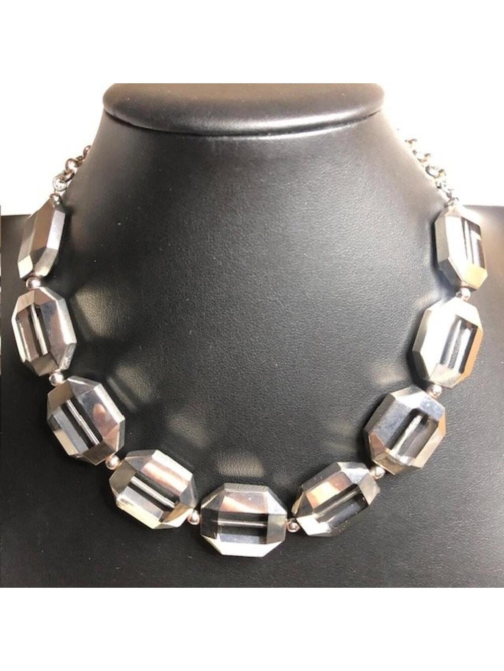 B1226 Kate Spade New York Geometric Faceted Chunky Statement Necklace 17"